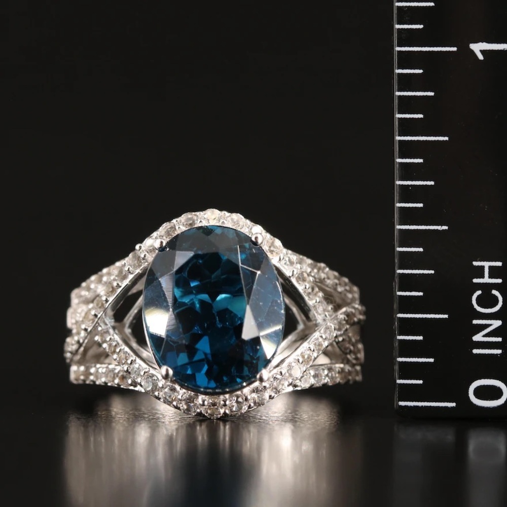 London Blue and white Topaz Ring